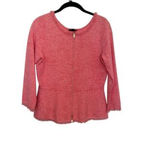 Carlisle 2-way Zipper Cardigan Size Small Peach Fringe Trim